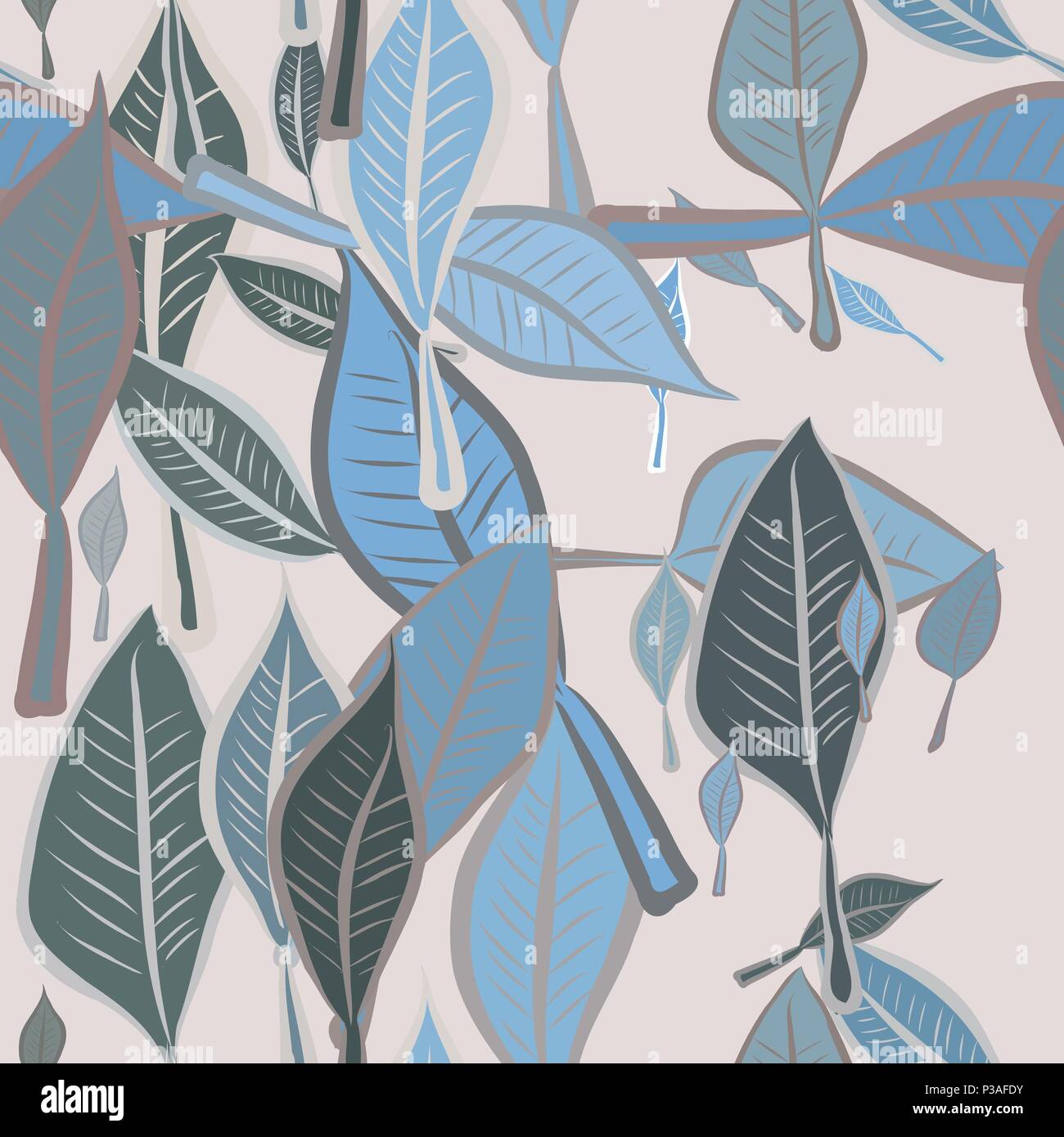 Seamless abstract leaves illustrations background. Cartoon style vector ...