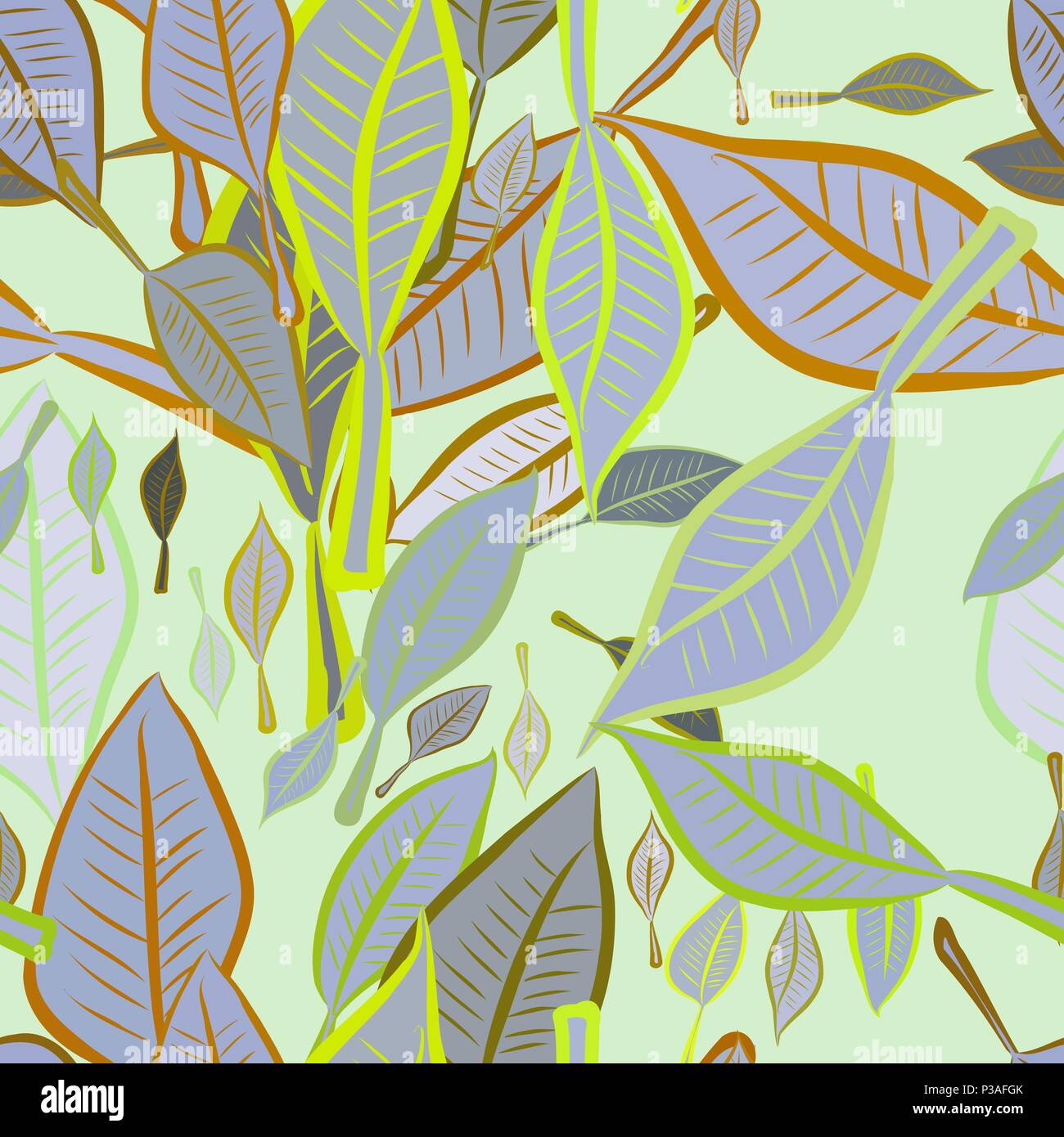Seamless abstract leaves illustrations background. Cartoon style vector ...