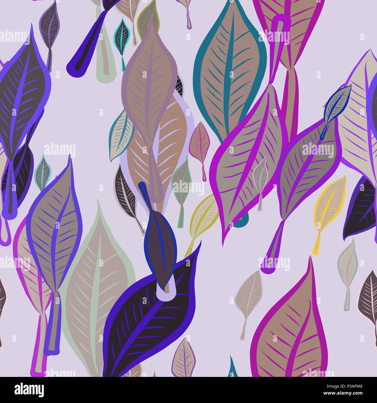 Seamless abstract leaves illustrations background. Cartoon style vector ...