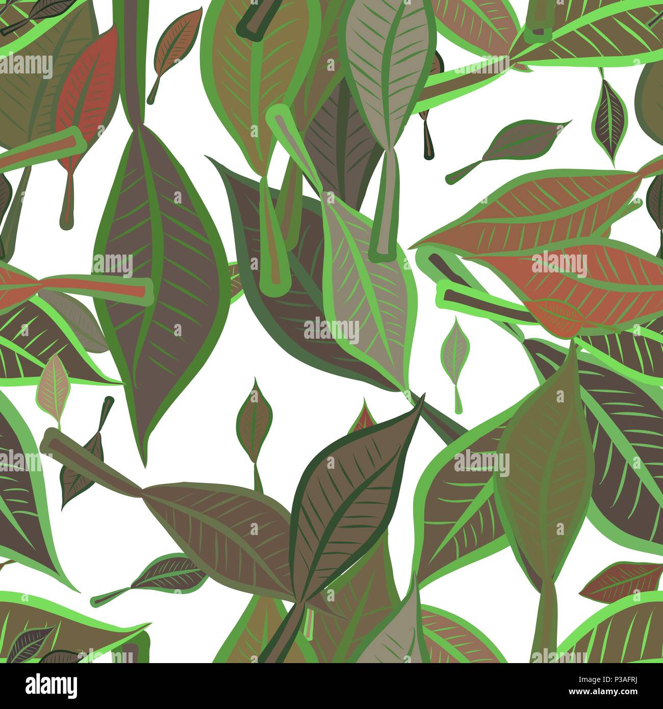 Seamless abstract leaves illustrations background. Cartoon style vector ...