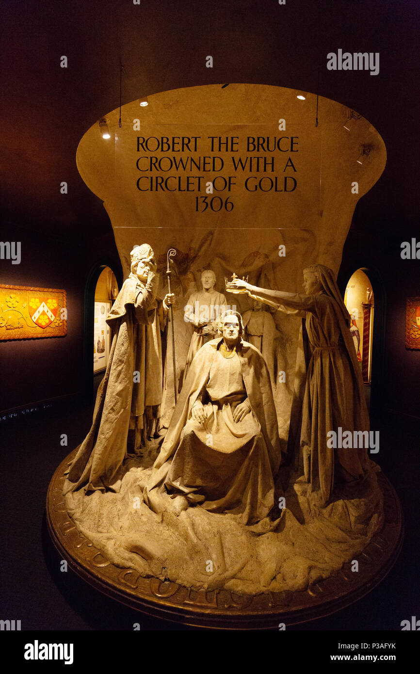 Sculpture of the crowning of Robert the Bruce, Edinburgh Castle interior, Edinburgh Castle, Edinburgh Scotland UK Stock Photo