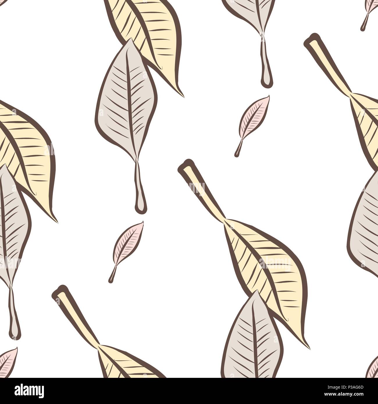 Seamless abstract leaves illustrations background. Cartoon style vector ...