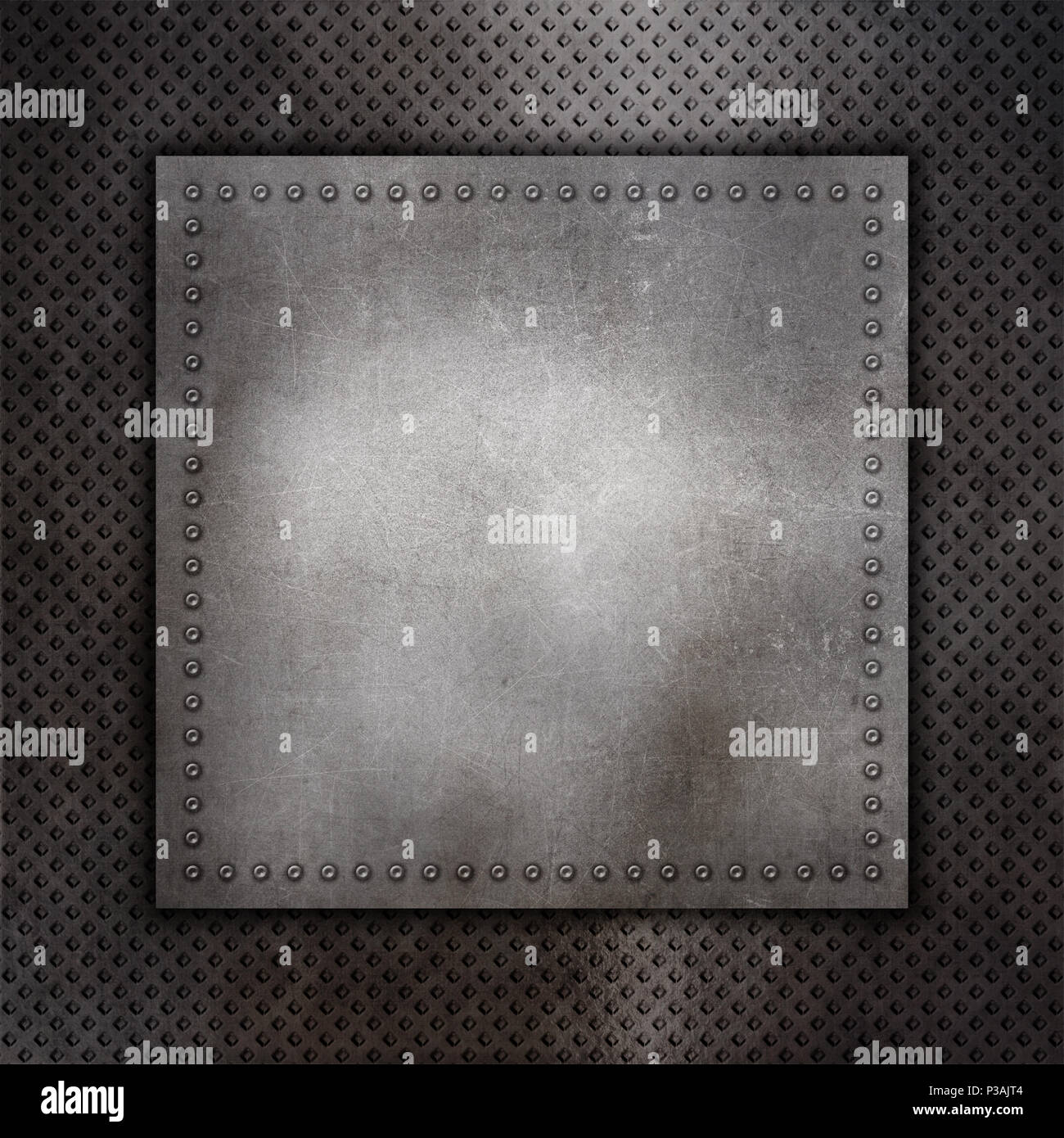 Metallic texture background with rivets and metal plate Stock Photo - Alamy