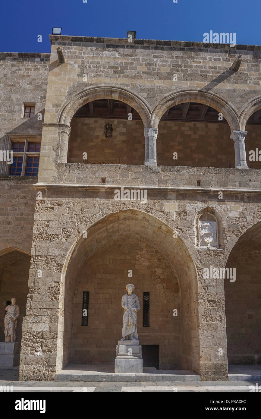 Rhodes, Greece Niches with sculptures in a courtyard in the 14thcentury Palace of the Grand