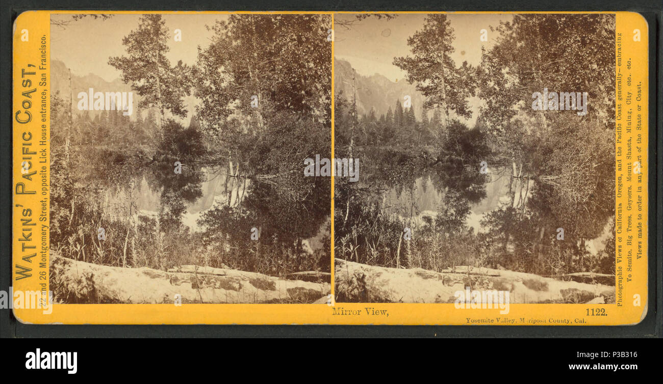 193 Mirror View, Yosemite Valley, Mariposa County, Cal, by Watkins, Carleton E., 1829-1916 2 Stock Photo