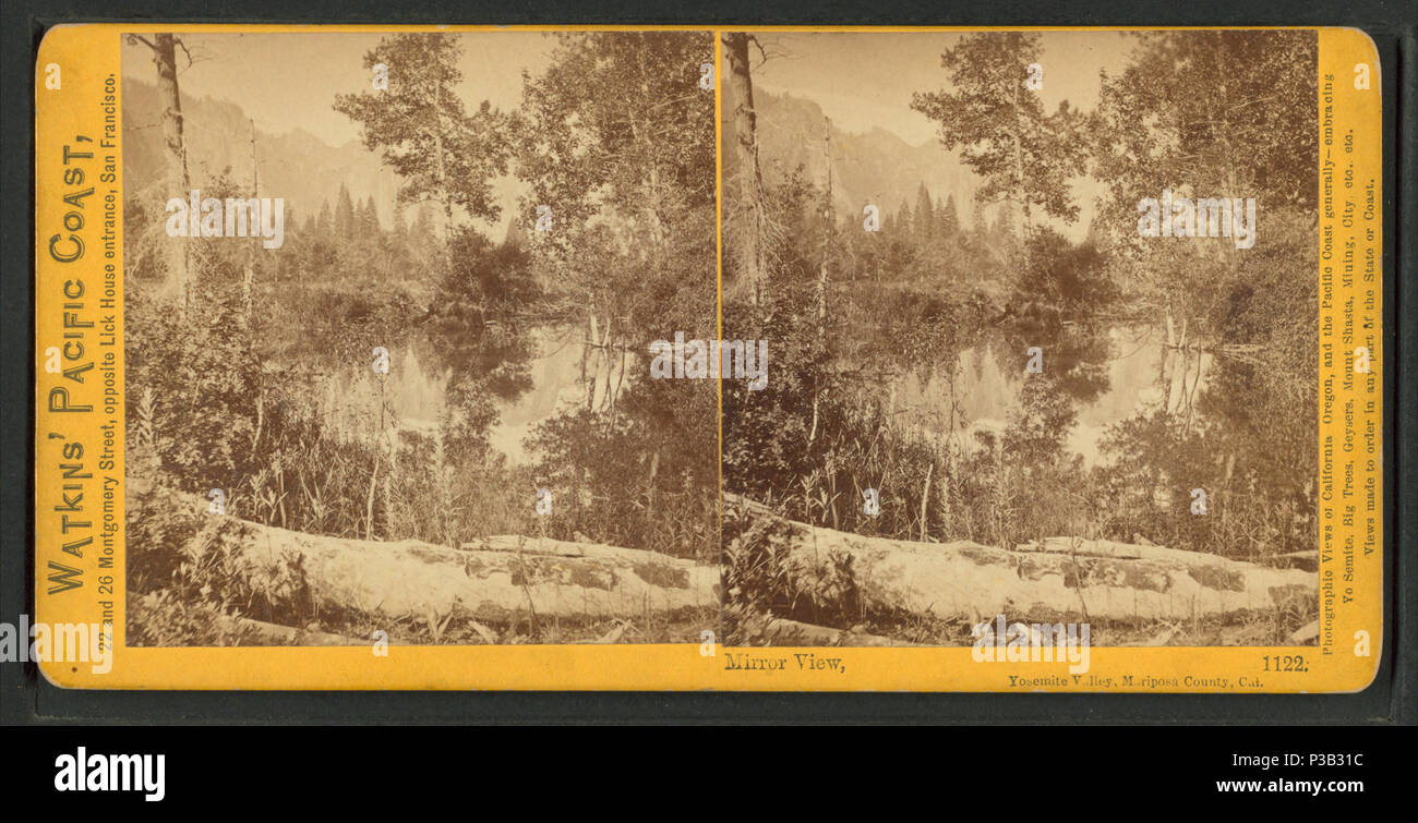 193 Mirror View, Yosemite Valley, Mariposa County, Cal, by Watkins, Carleton E., 1829-1916 Stock Photo