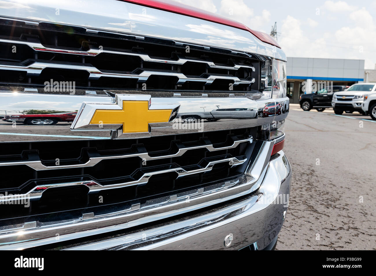 Monticello Circa June 2018 Chevrolet Trucks at a Chevy Dealership