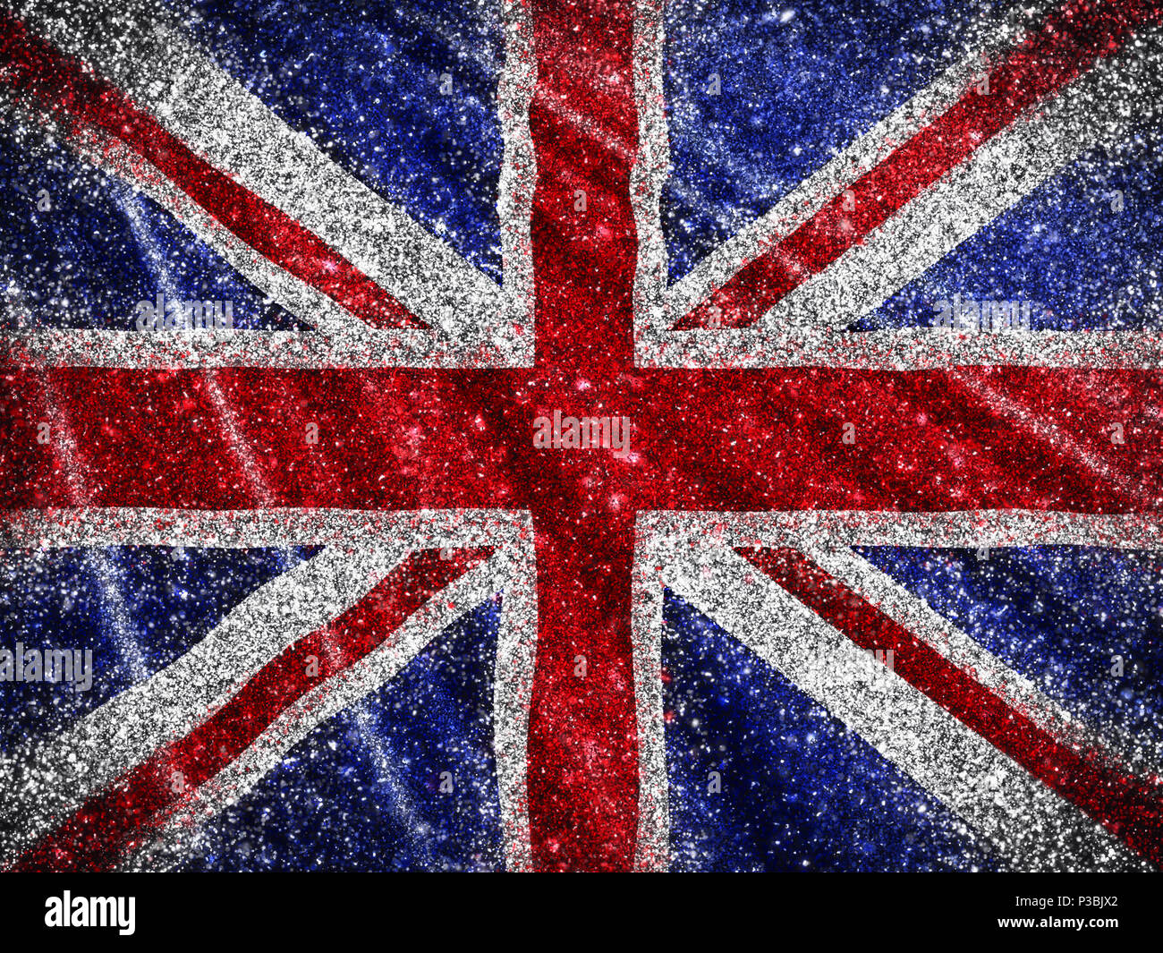Union Jack Flag background with a glittery effect Stock Photo