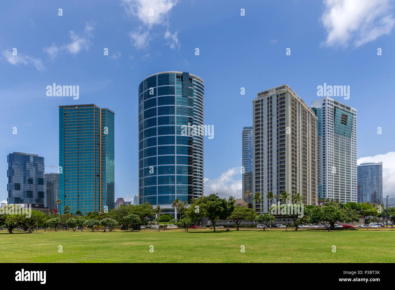 Cityscape, Waikiki, Honolulu, Oahu, Hawaii, USA Stock Photo