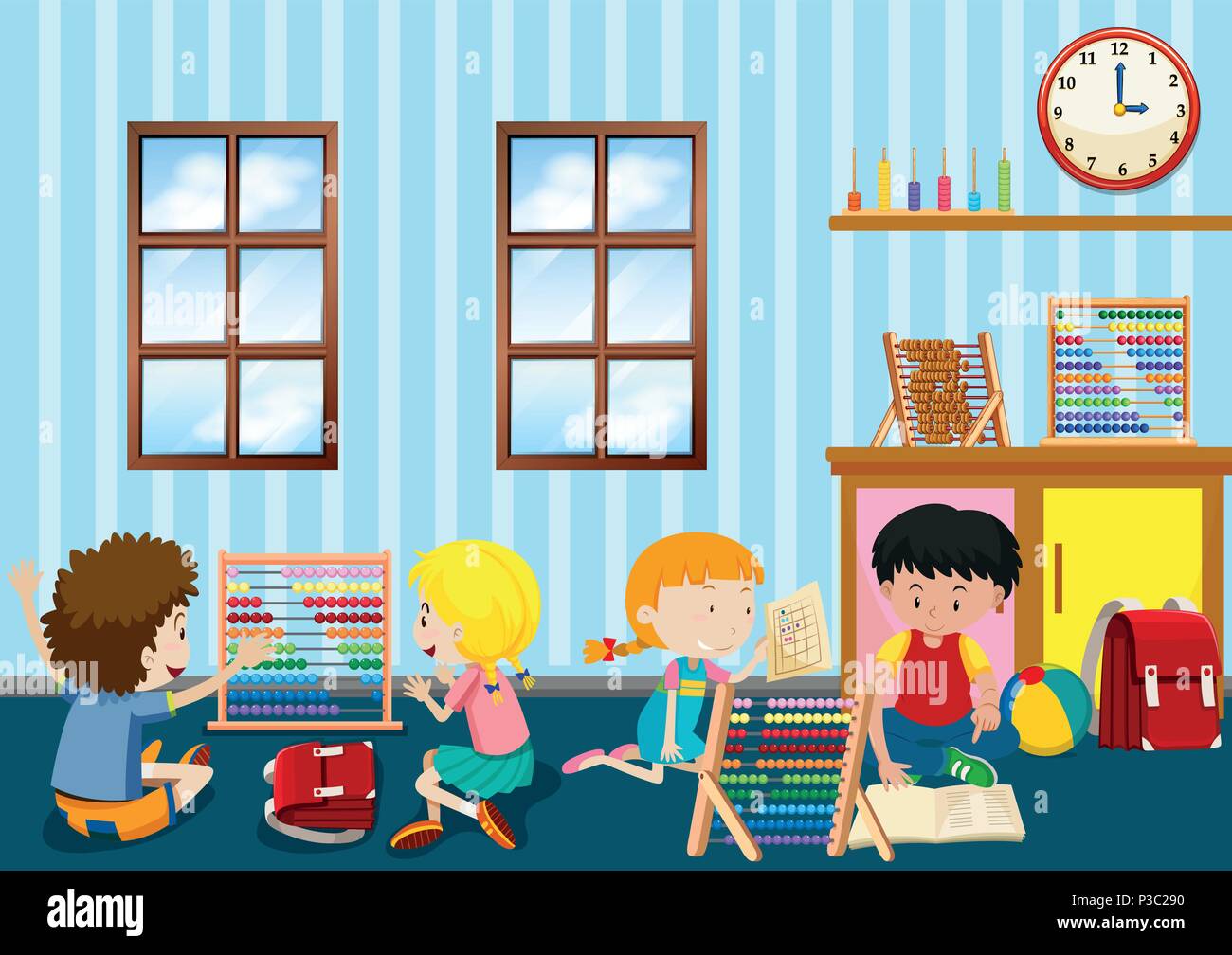 Group of young children playing illustration Stock Vector Image & Art ...