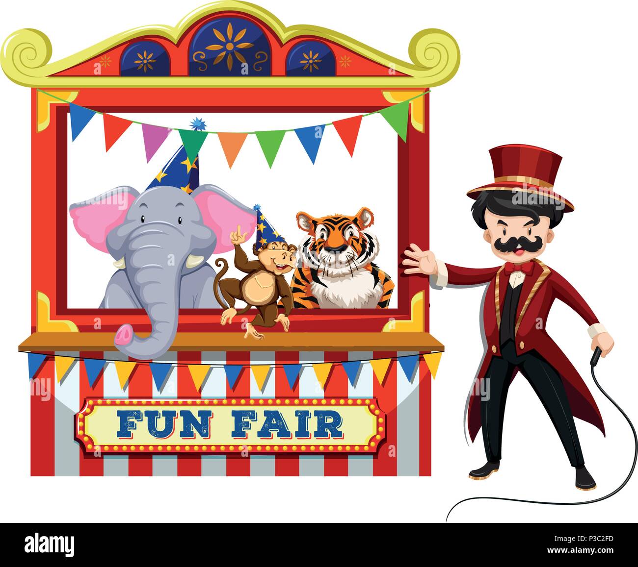 Animal Circus Show on White Background illustration Stock Vector Image &  Art - Alamy