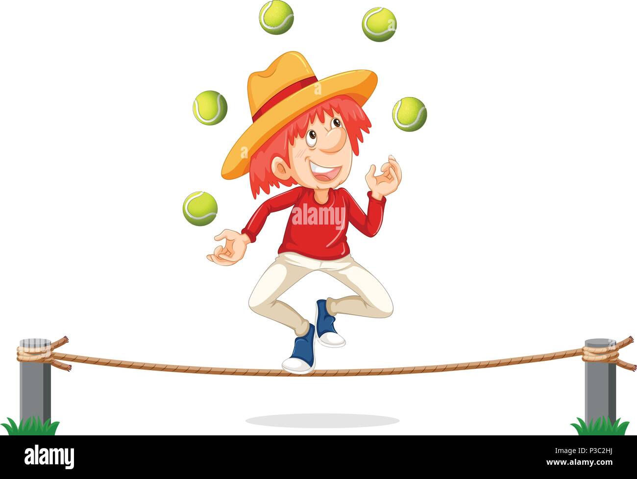 A Man Juggling on Rope illustration Stock Vector
