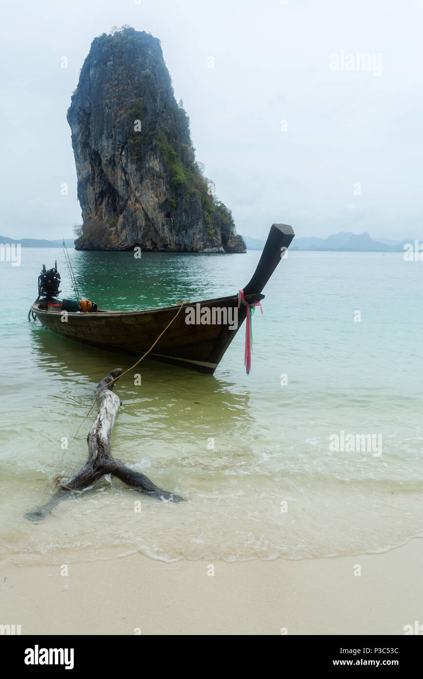 Long tail boat in Poda Island area, Krabi Thailand Stock Photo