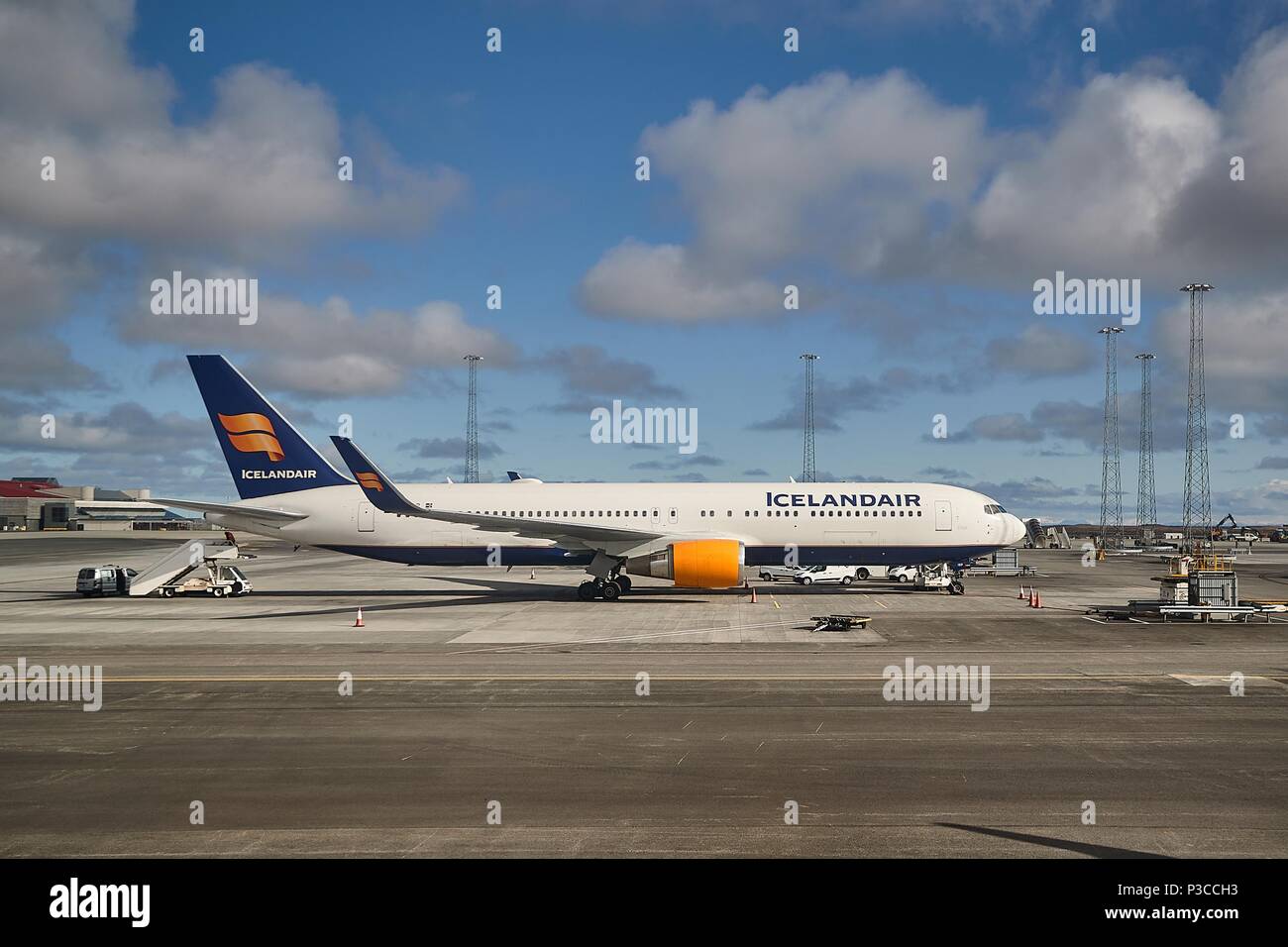 Airliner of Icelandair Stock Photo