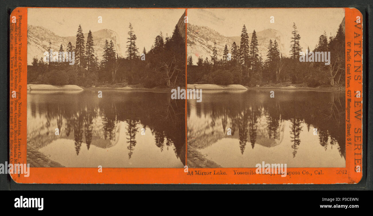 24 At Mirror Lake, Yosemite valley, Mariposa County, Cal, by Watkins, Carleton E., 1829-1916 Stock Photo