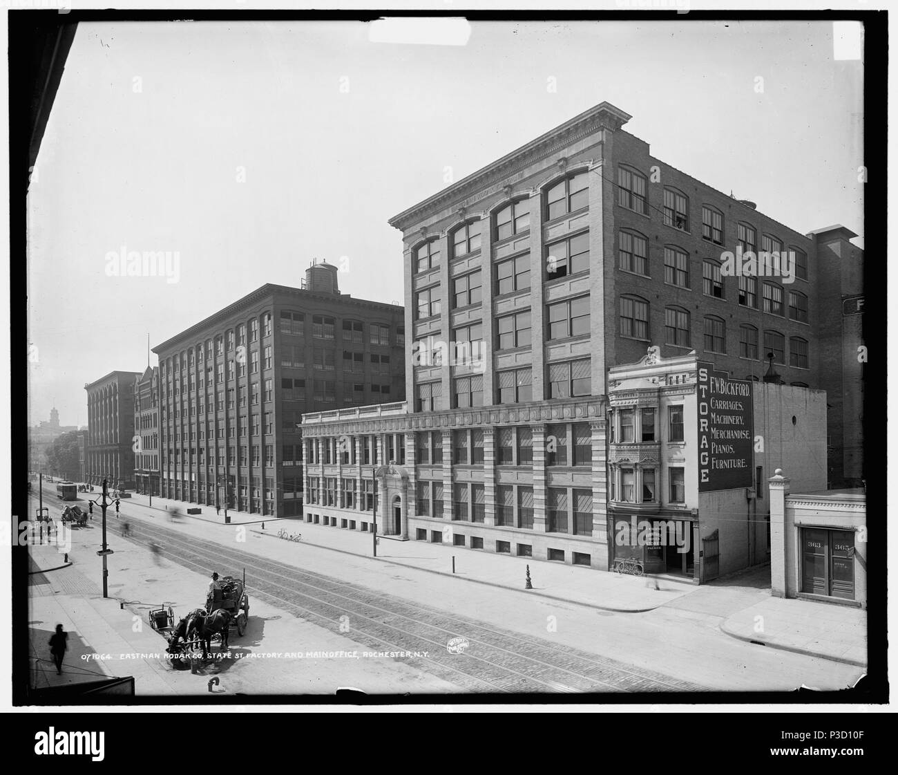 . English: Eastman Kodak Company factory and main office in Rochester, en:New York . between circa 1900 and circa 1910. Detroit Publishing Company 2 Eastman Kodak HQ 1900 Stock Photo