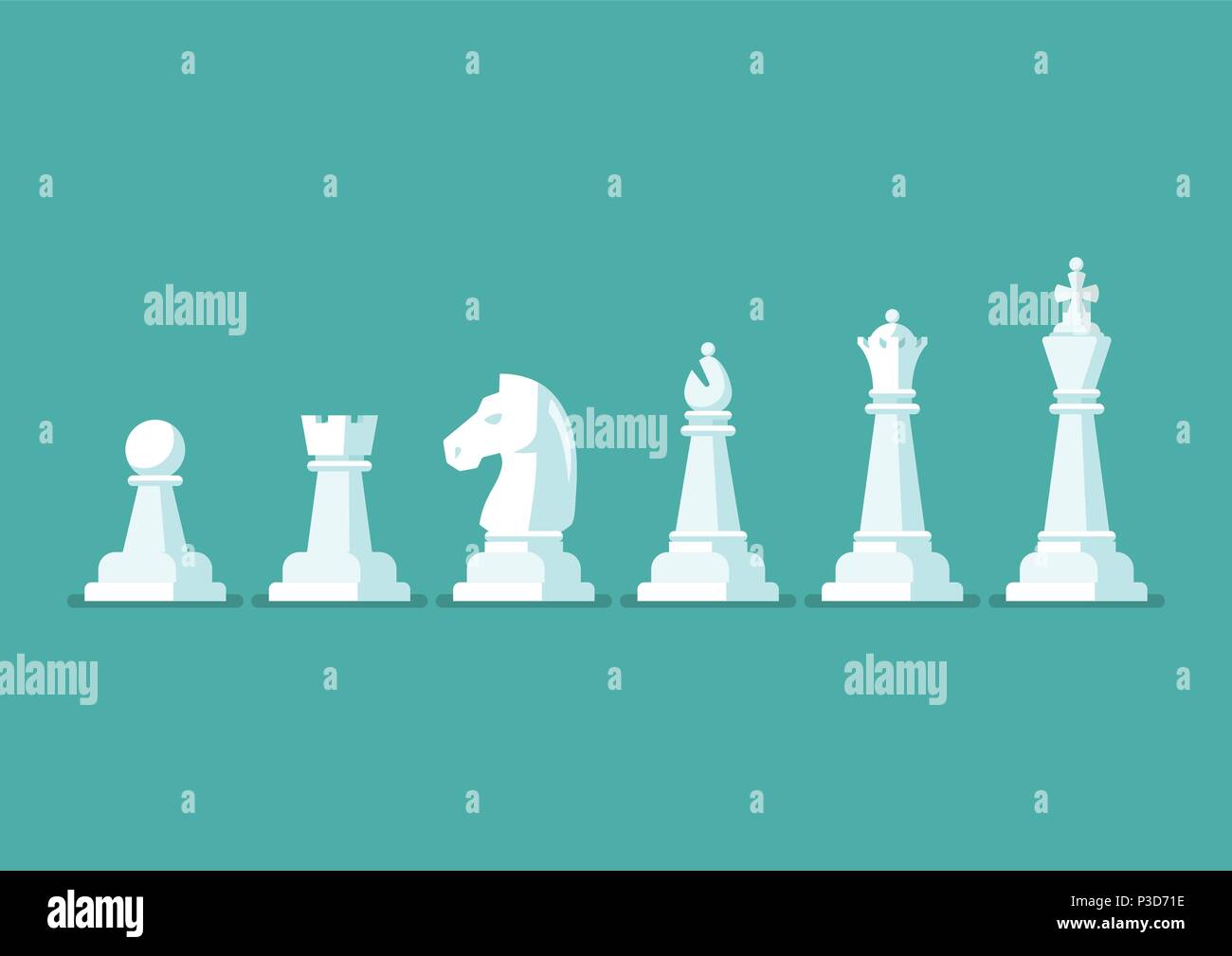 Chess Piece Vector Icons Set King Queen Bishop Knight Rook Pawn
