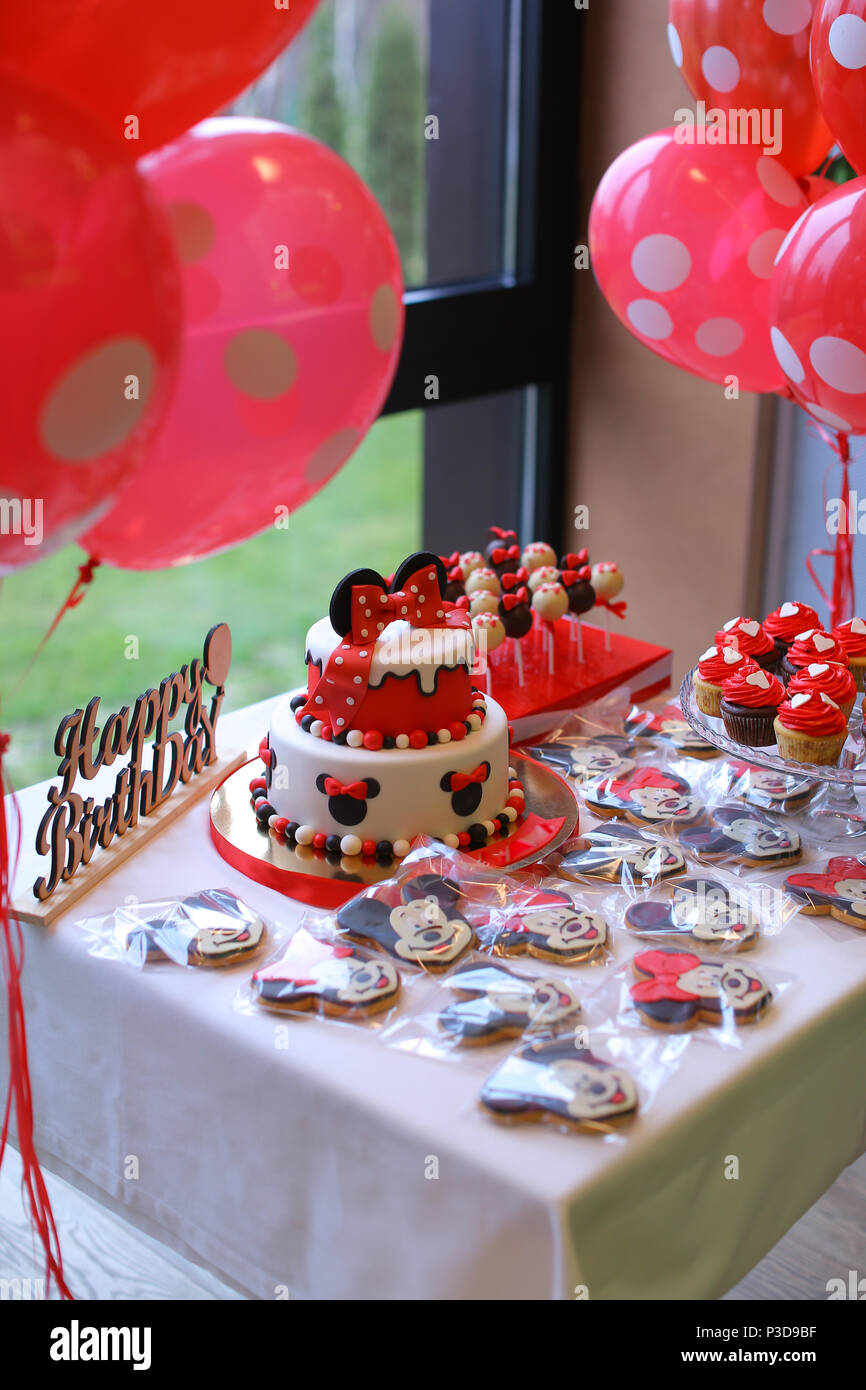 Yummy Mickey Mouse cakes for birthday. Stock Photo