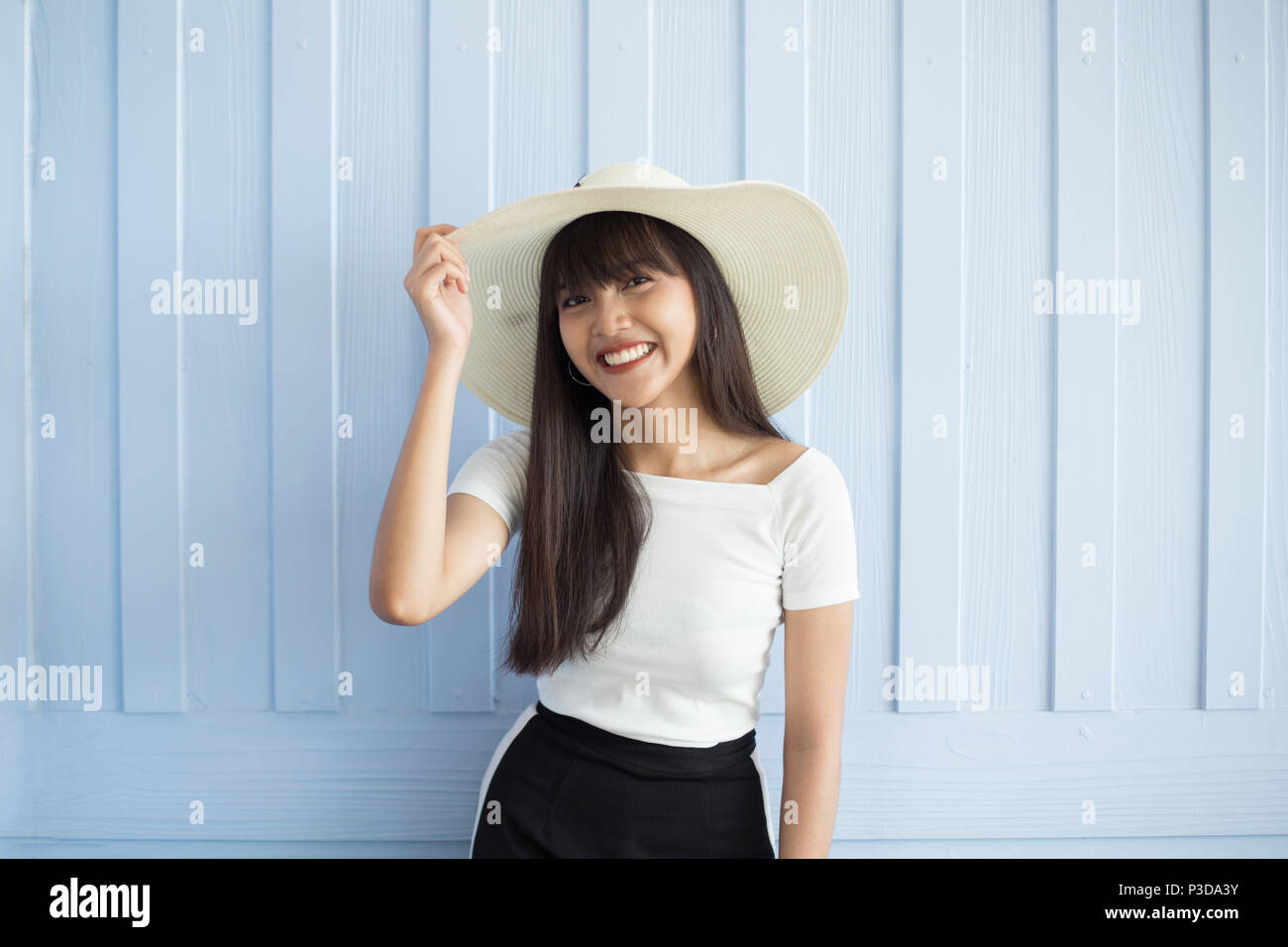 Thai girl enjoy and happy her lifestyle in holiday Stock Photo
