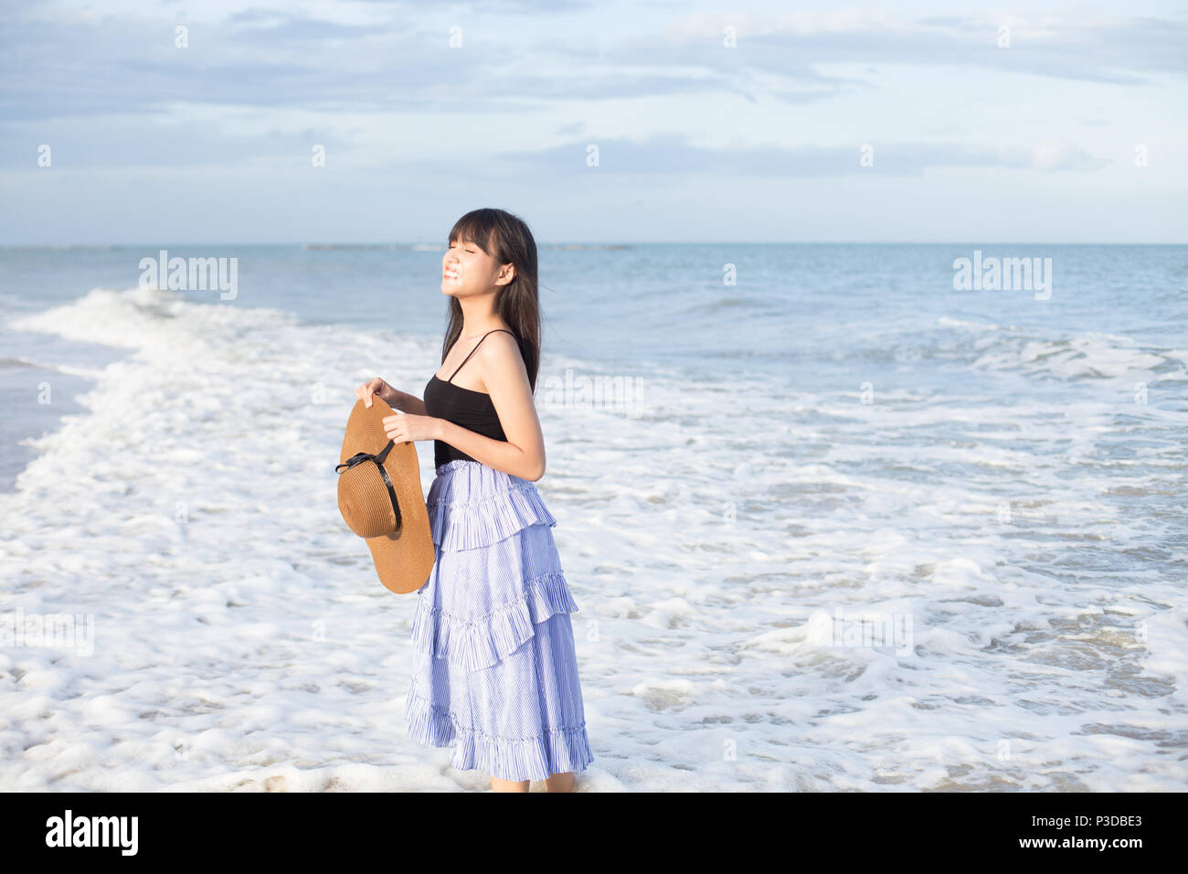Beautiful girl enjoy and happy her lifestyle in holiday Stock Photo