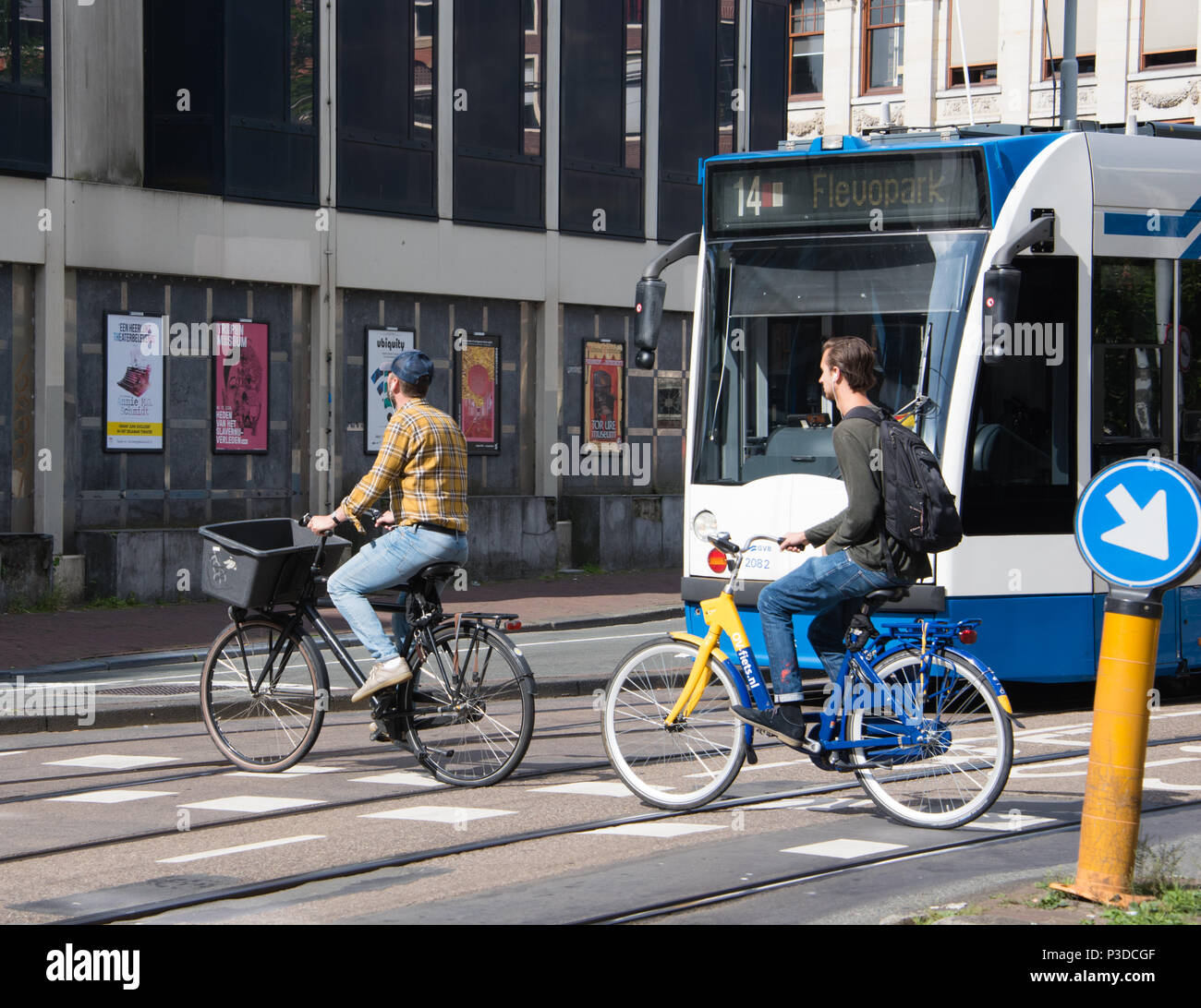Bikes and trams, the most popular forms of transportation in Amsterdam