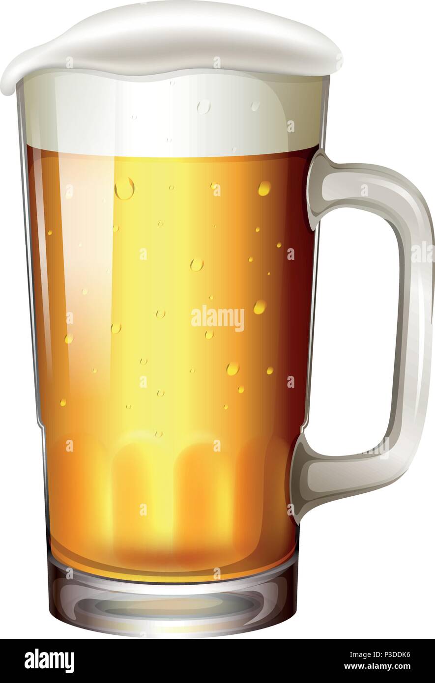A Pint of Beer on White Background illustration Stock Vector Image