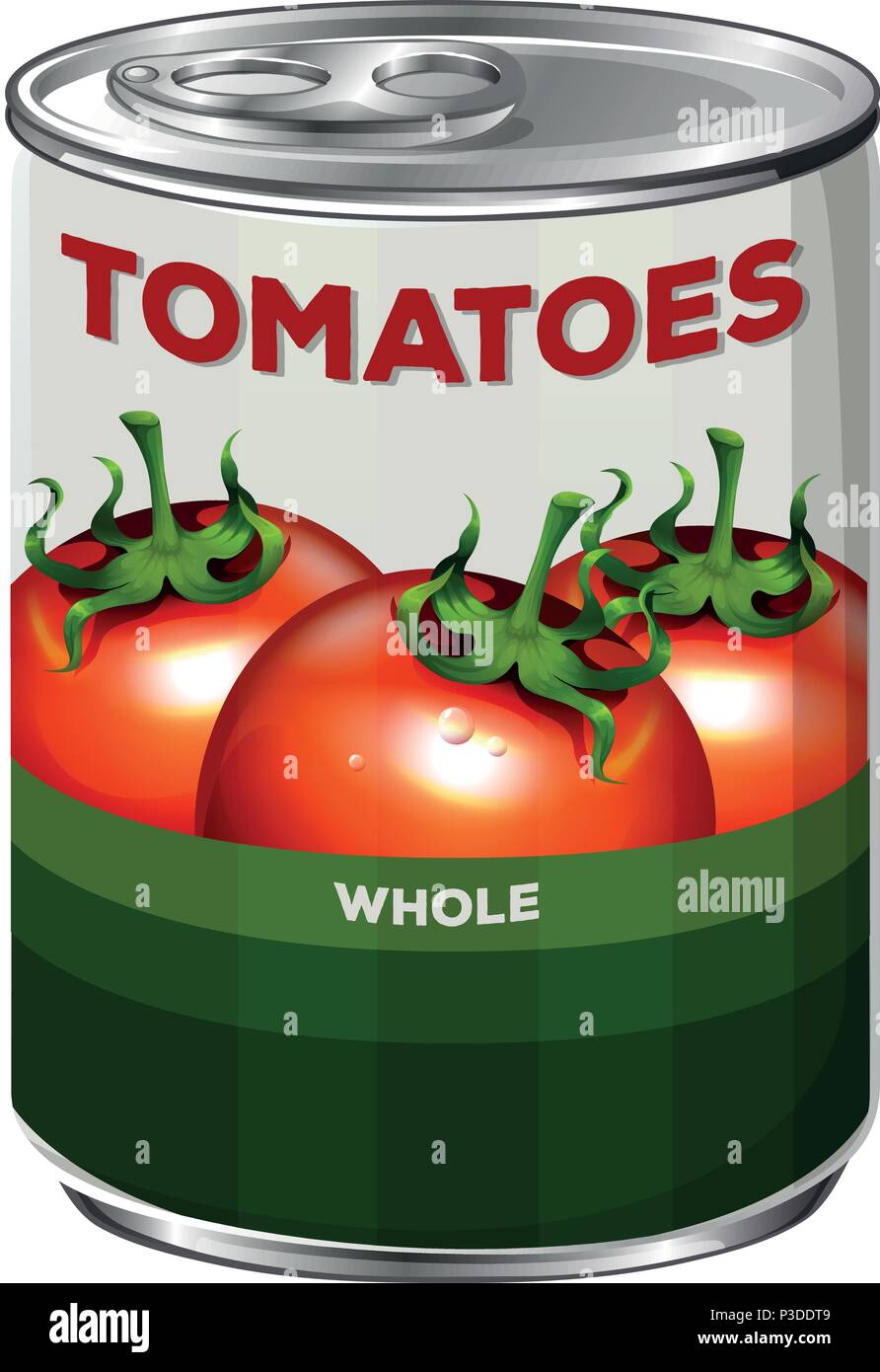 Can of whole tomatoes illustration Stock Vector