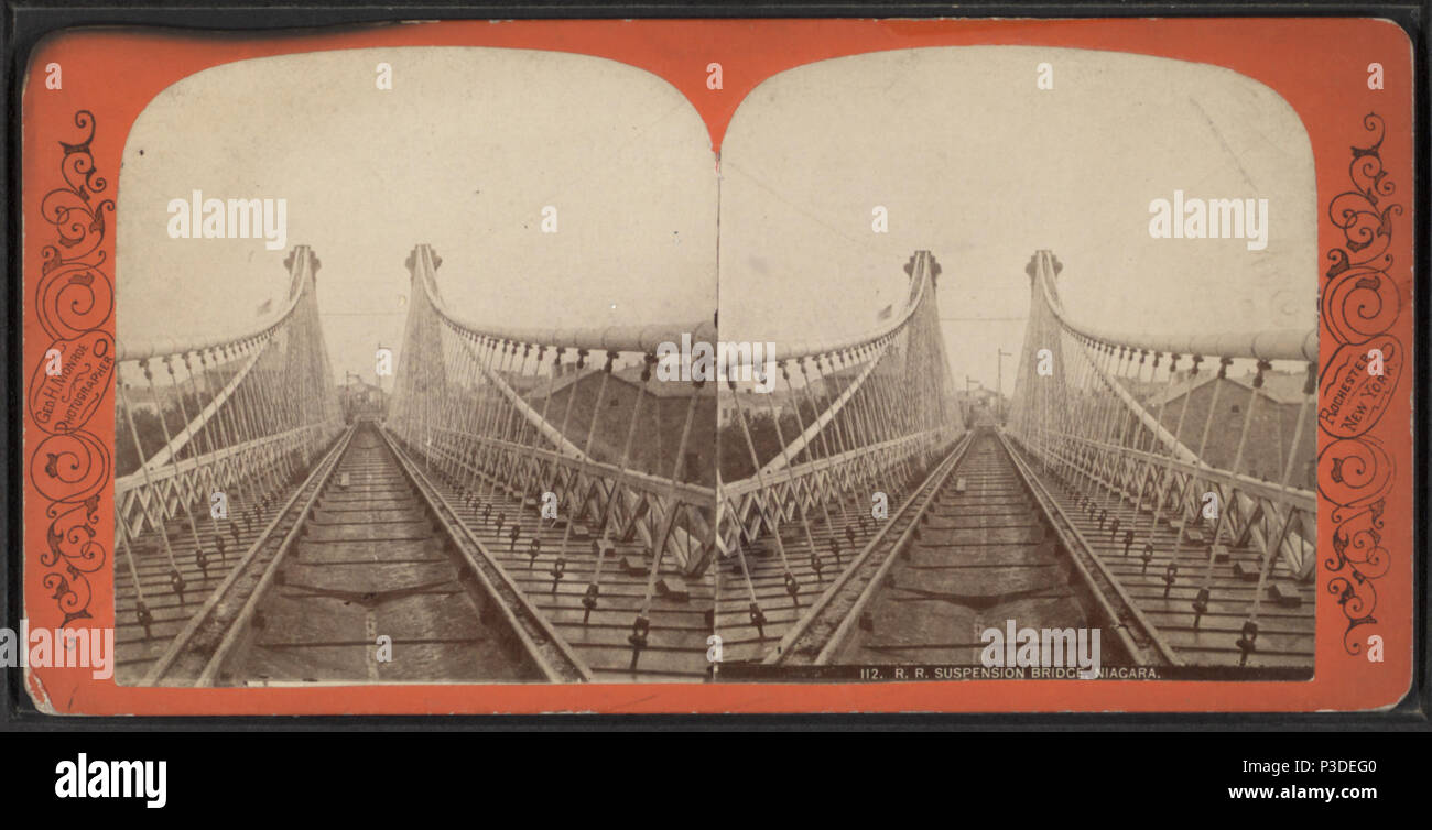 . R.R. Suspension Bridge, Niagara.  Coverage: 1860?-1905. Digital item published 8-11-2006; updated 2-11-2009. 248 R.R. Suspension Bridge, Niagara, by Monroe, George H. --(Hibbard), 1851-1916 Stock Photo