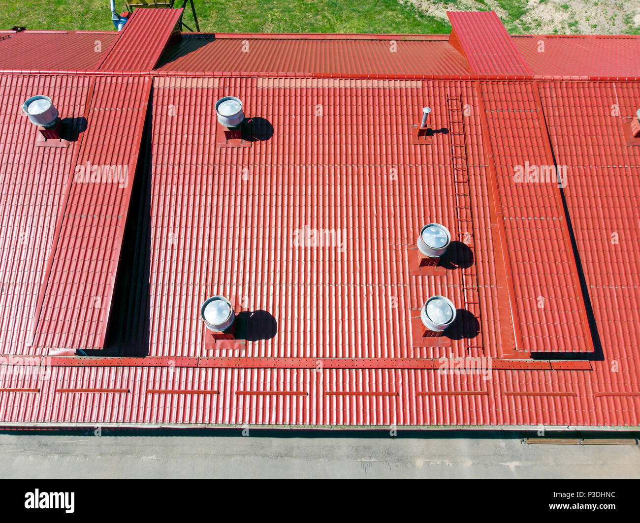 tubes of air conditioning and ventilation systems are installed on roof