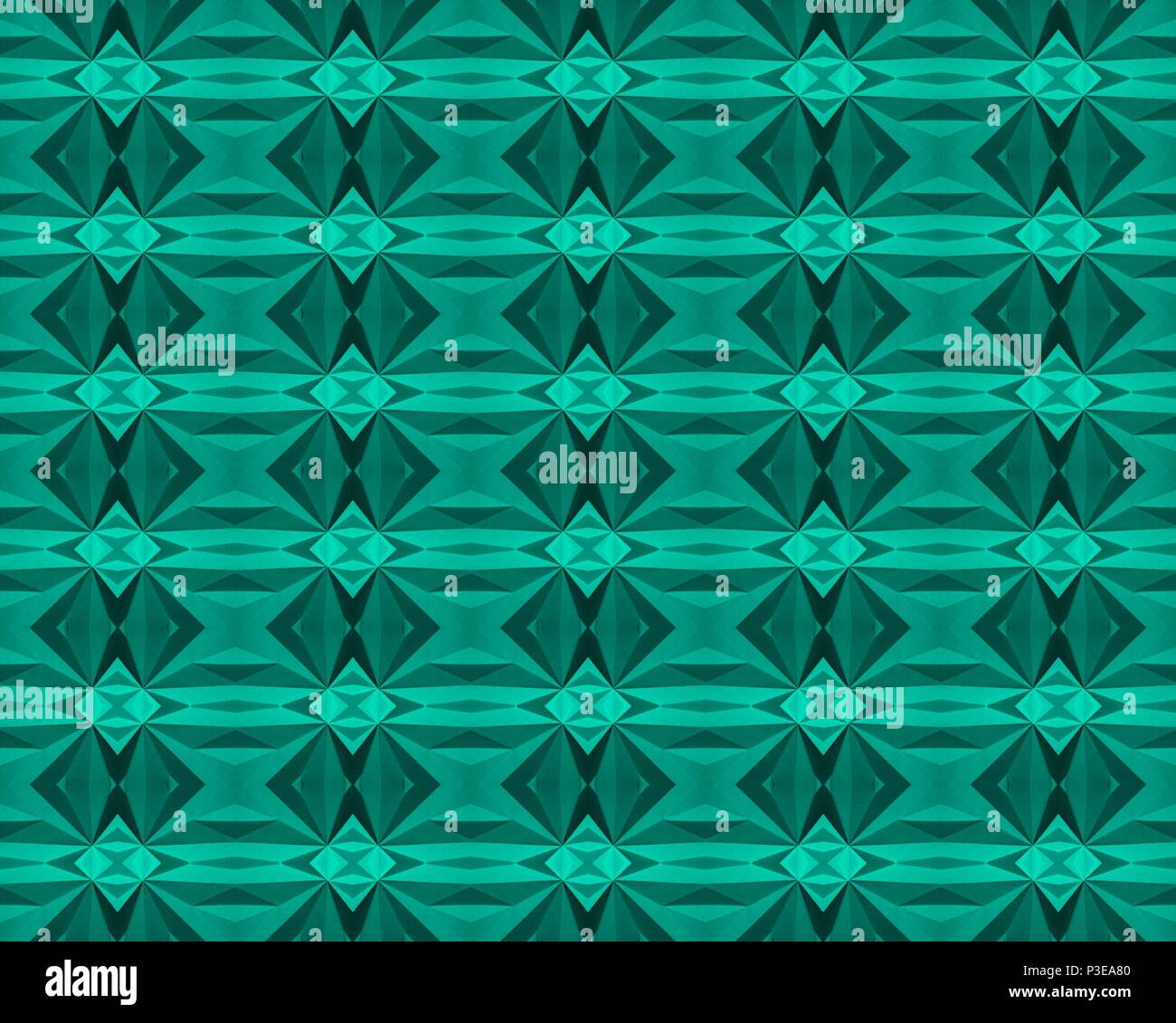 Teal-ish (Arcadia; Pantone 16-5533) seamless, tile-able geometric pattern, made from a picture of origami. Stock Vector