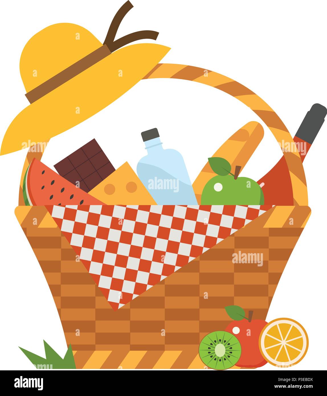 Romantic Picnic Basket with Wine and Food Stock Vector Image & Art - Alamy