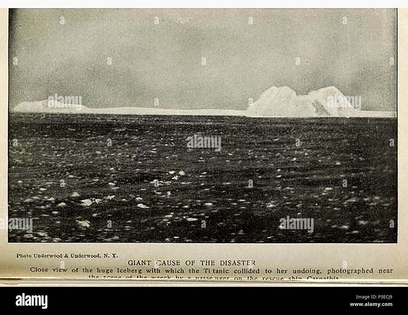 A 1912 photograph said to show the actual  iceberg which caused the sinking of RMS Titanic Stock Photo
