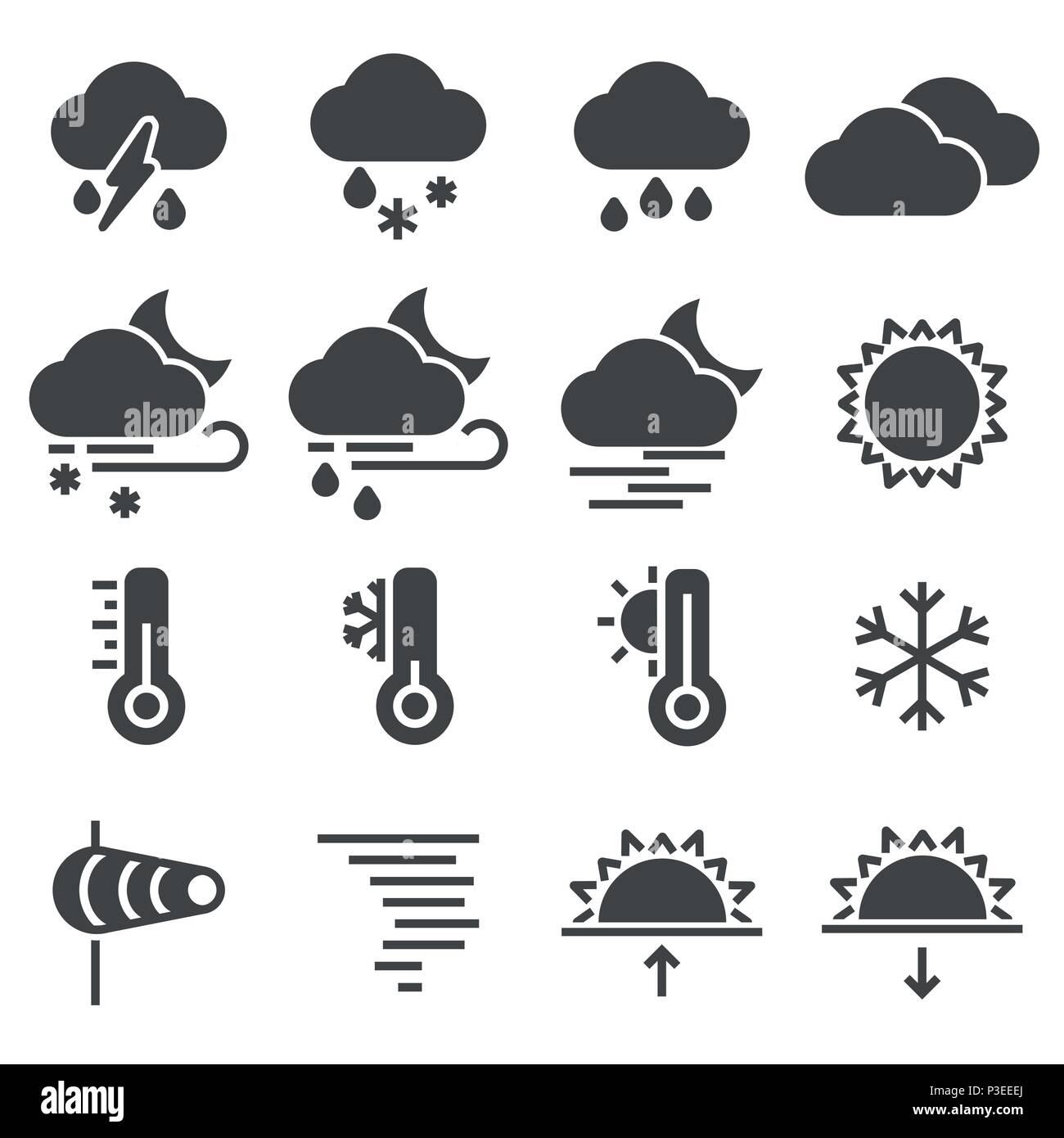 Weather Icons On White Background Vector Illustration Stock Vector Image Art Alamy