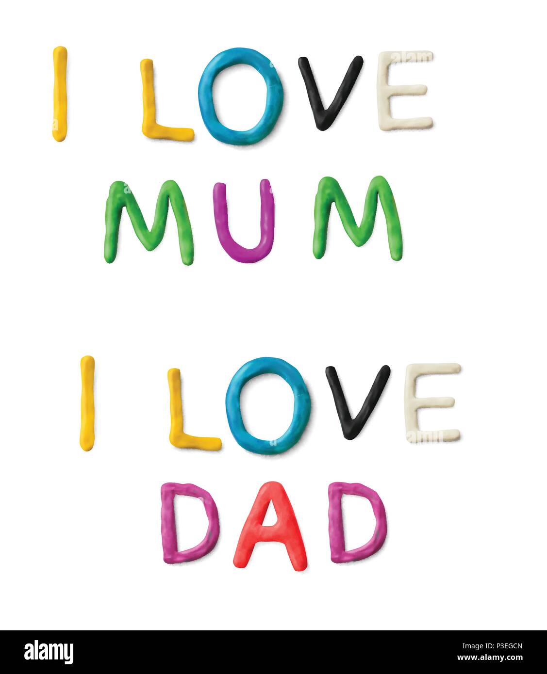 Handmade modeling clay words. I love mum, dad Stock Vector Image & Art ...