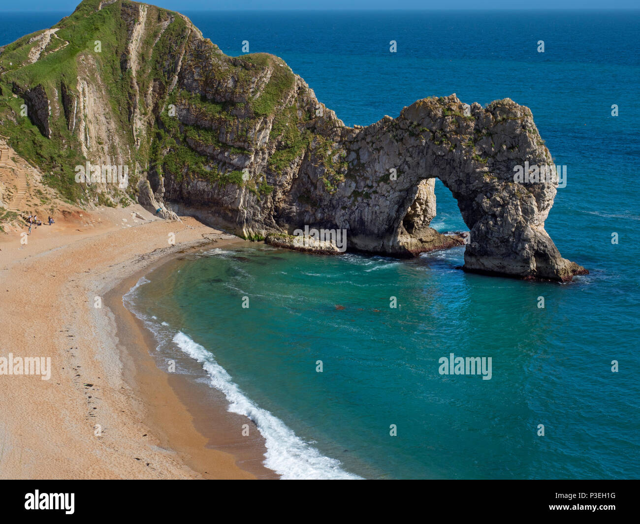 Durdle Door natural limestone arch on the Jurassic Coast near Lulworth in Dorset Stock Photo