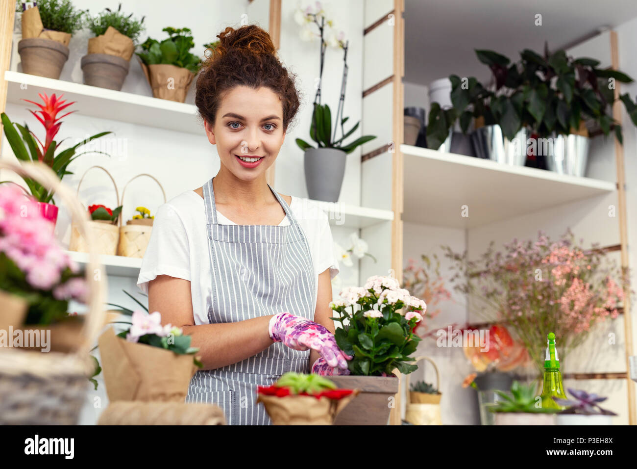 Nice young woman working Stock Photo
