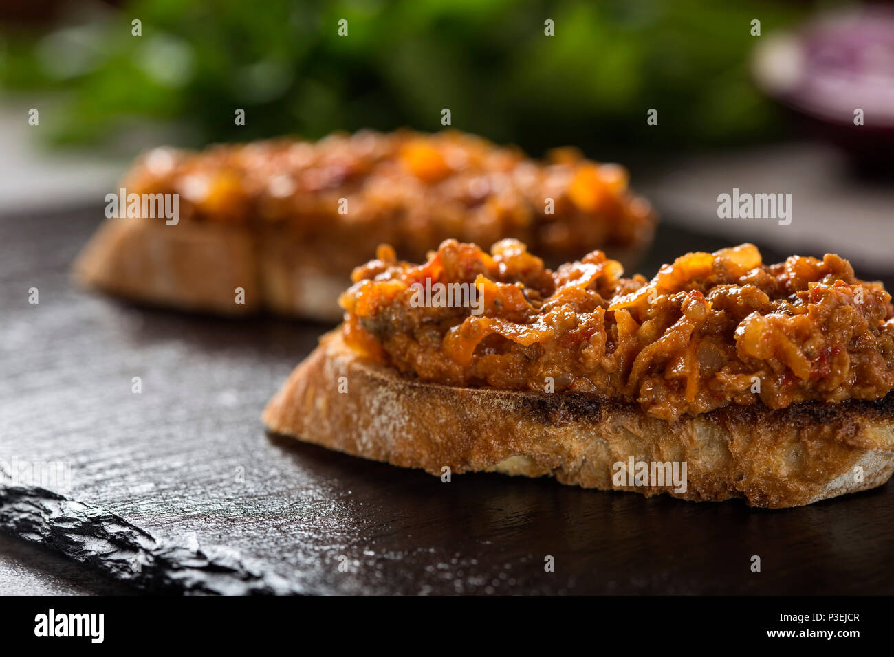 Zacusca Romanian vegetable spread, with fish, roasted eggplant