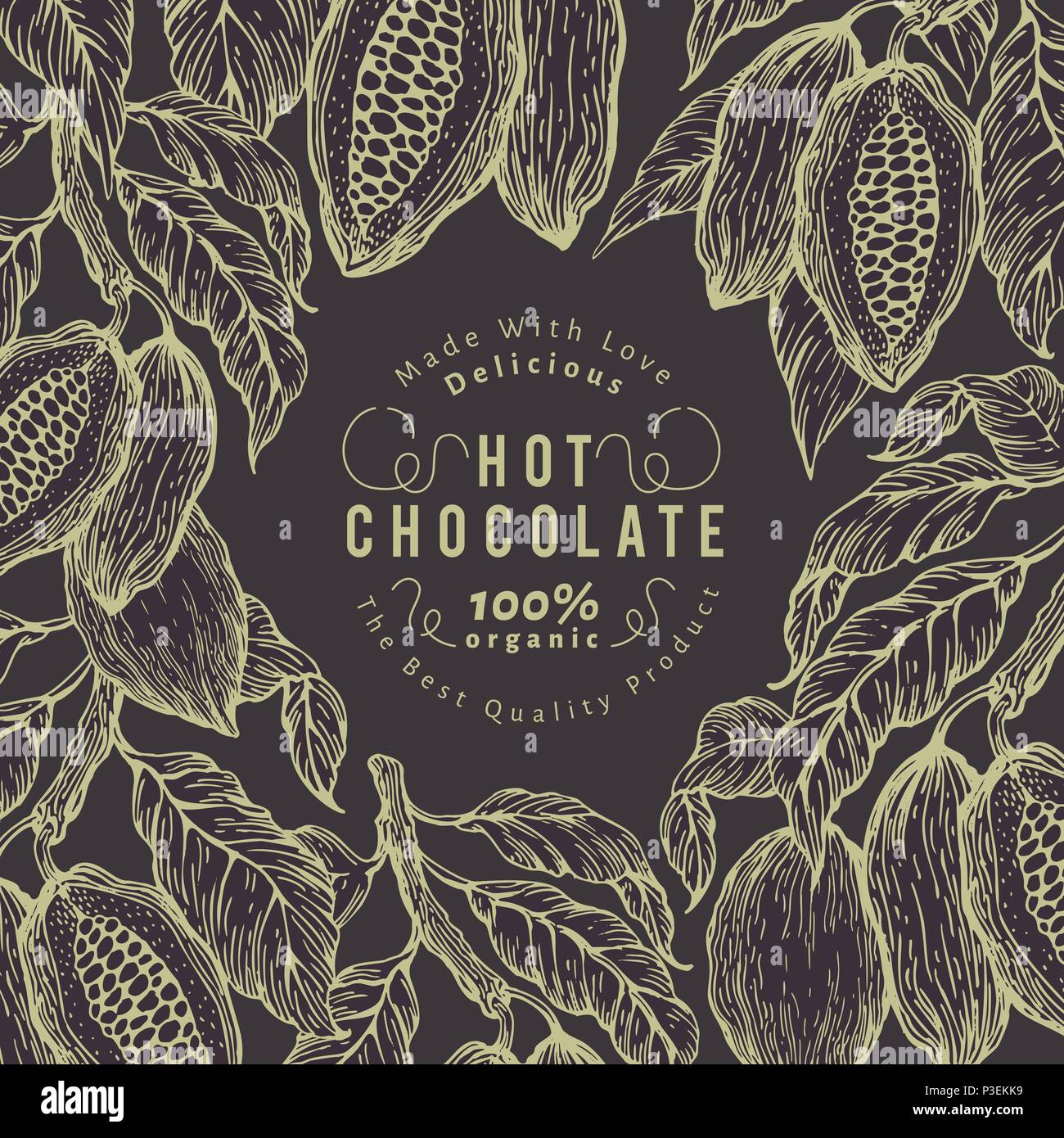 Cocoa Bean Tree Banner Template Chocolate Cocoa Beans Frame