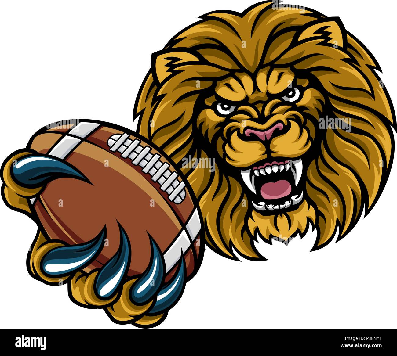 Lion American Football Ball Sports Mascot Stock Vector