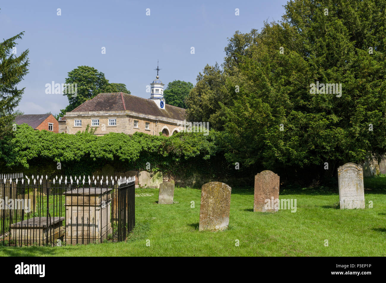 The graveyard of St Mary The Virgin church in the village of Wollaston