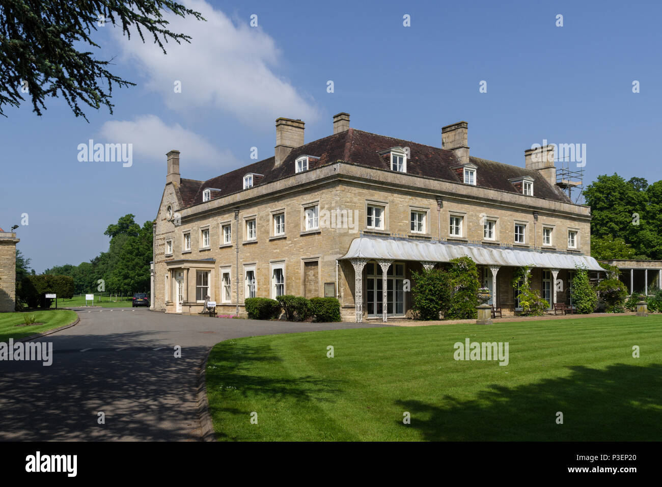 Wollaston Hall, an 18th century historic house, owned from 1940 by Scott Bader, a multi million £ global chemical company; Northamptonshire, UK Stock Photo