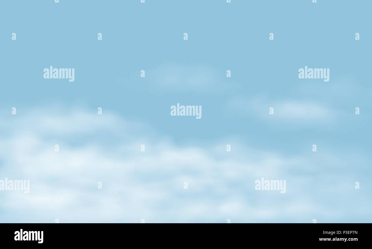 Blue sky with realistic white clouds, with space for your text - vector ...