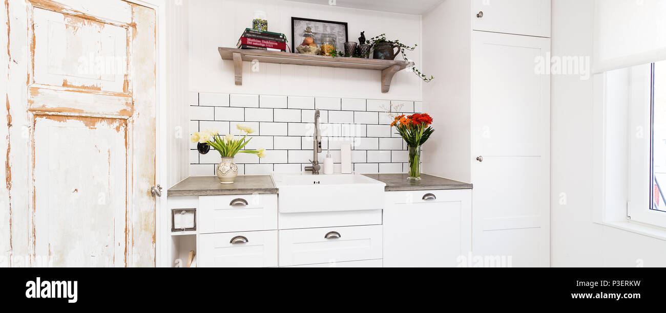 fancy scandinavian kitchen interior Stock Photo