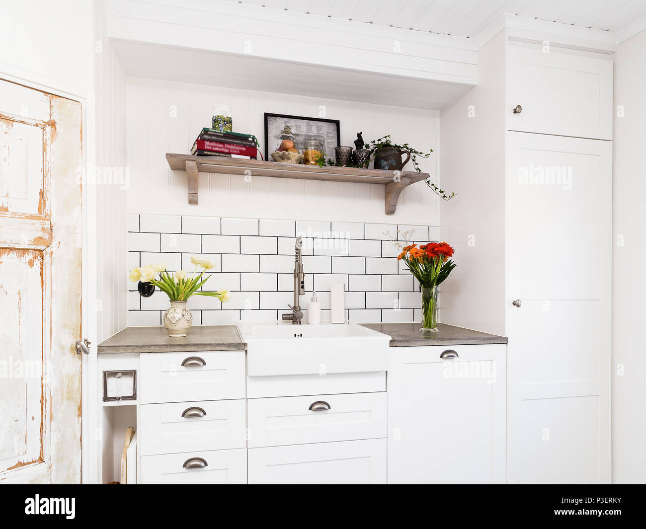 fancy scandinavian kitchen interior Stock Photo