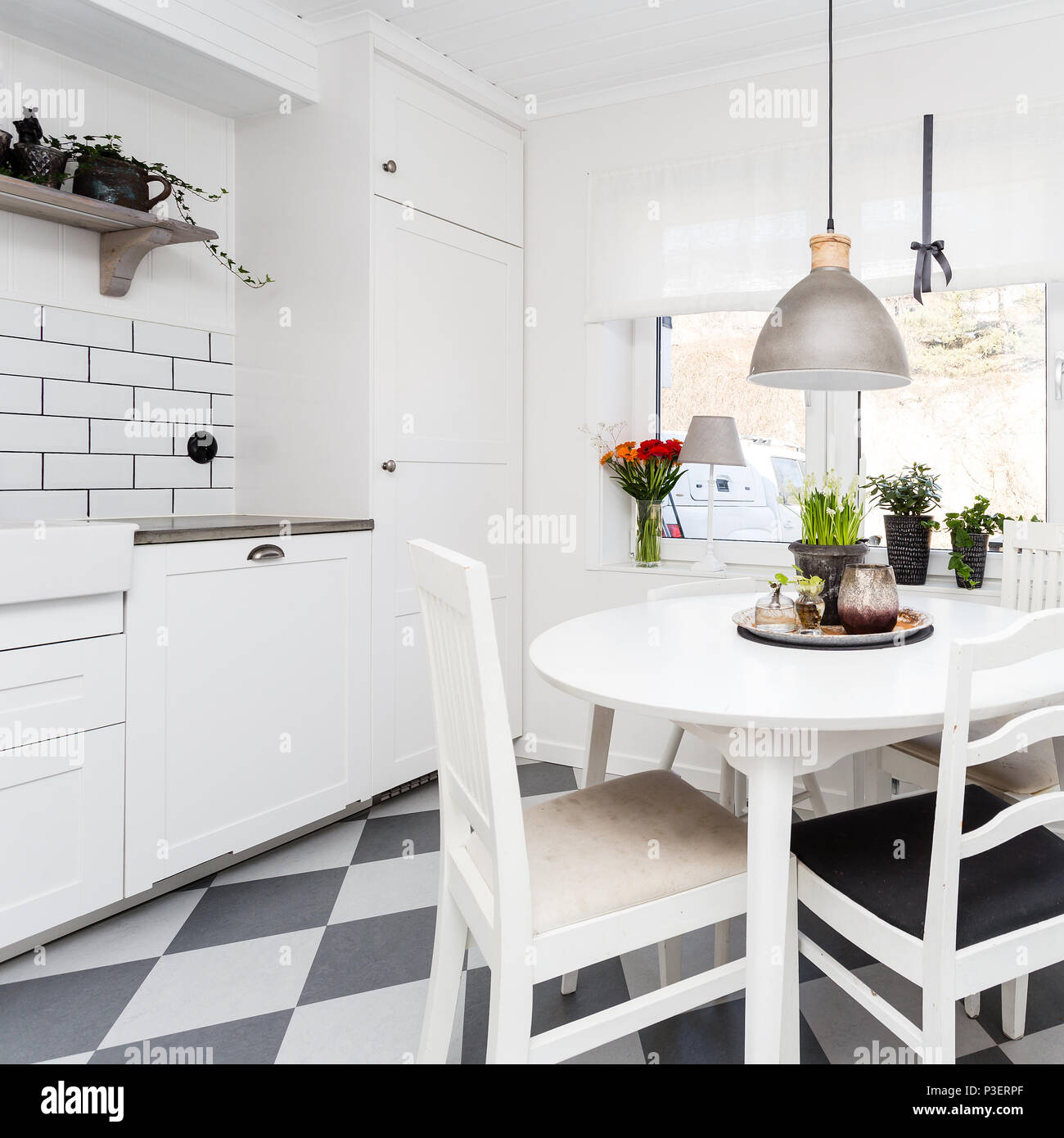 Fancy Scandinavian Kitchen Interior Stock Photo Alamy