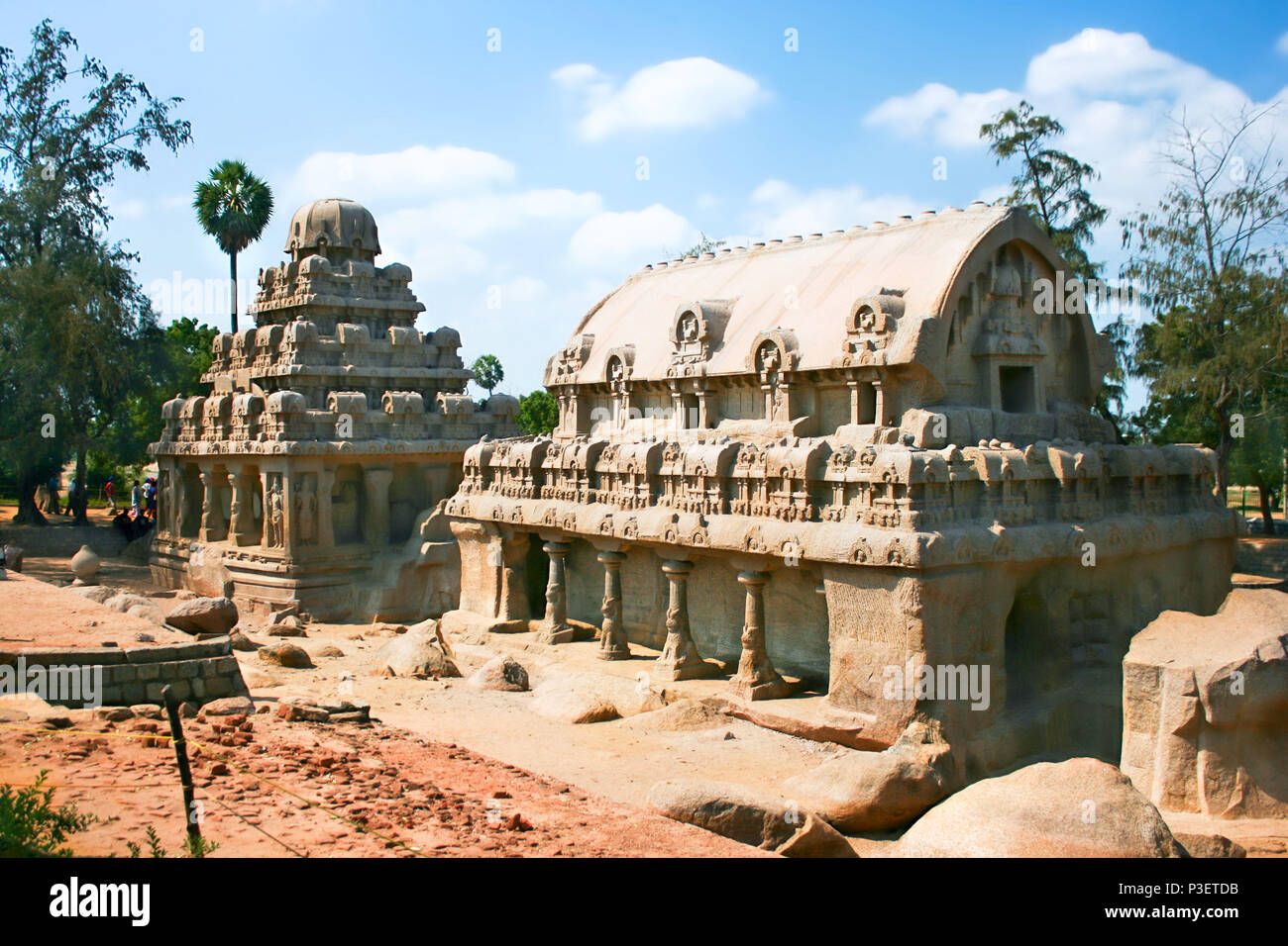 Five Rathas temple is a fine example of Pallava architeture, Mamallapuram, Tamil Nadu , India Stock Photo