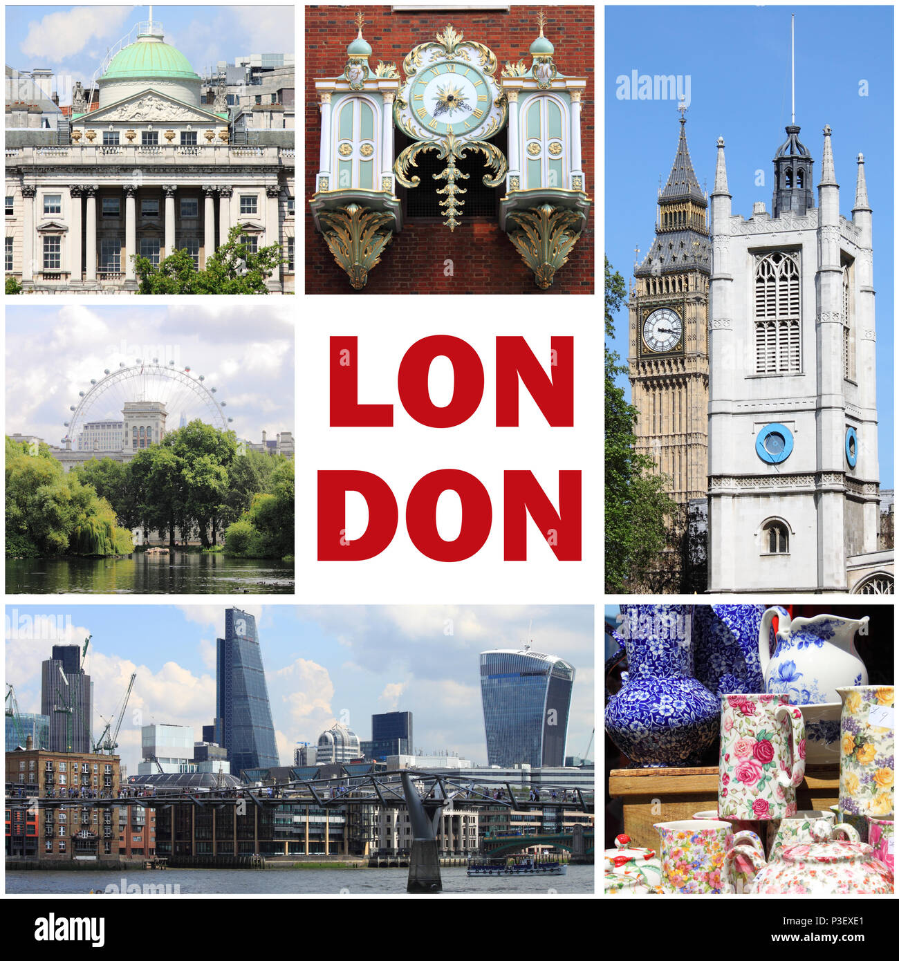 Collage of landmarks of London, UK Stock Photo Alamy