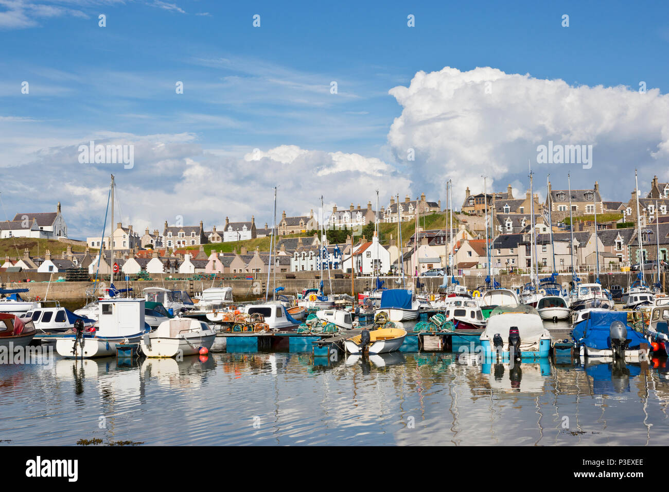 View across the Harbour at Findochty on the Moray Firth in Scotland Stock Photo
