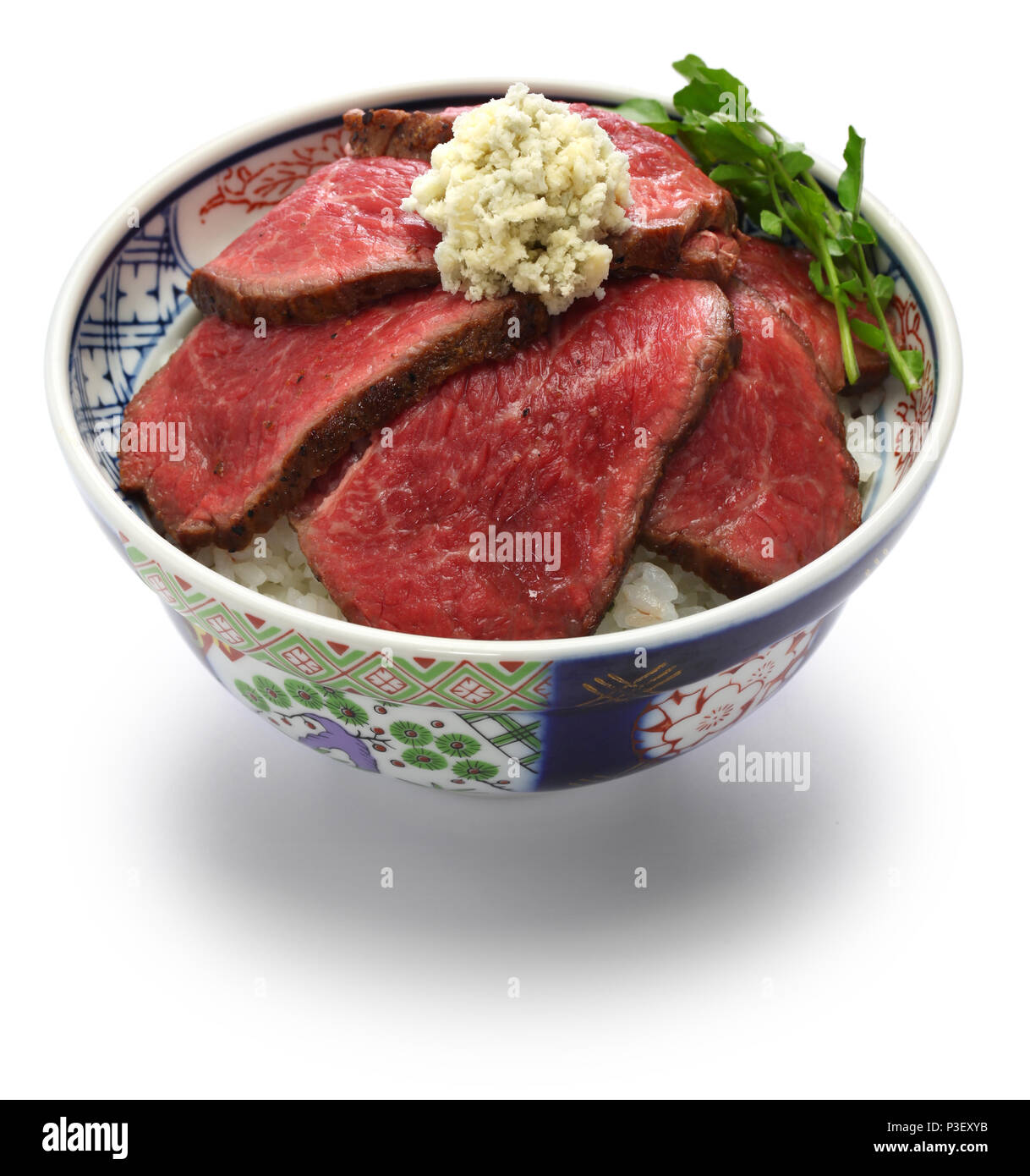 japanese roast beef bowl, roast beef on rice Stock Photo Alamy