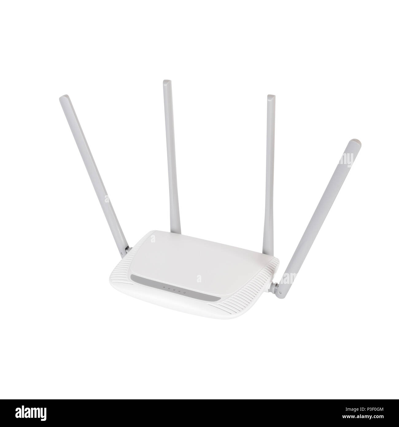 Networking hardware WiFi router on a white background. It is